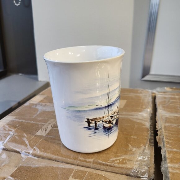 Otagiri Fishing Boats Village Mug Vintage Japan Stoneware GUC SEE PICTURES - Picture 2 of 8